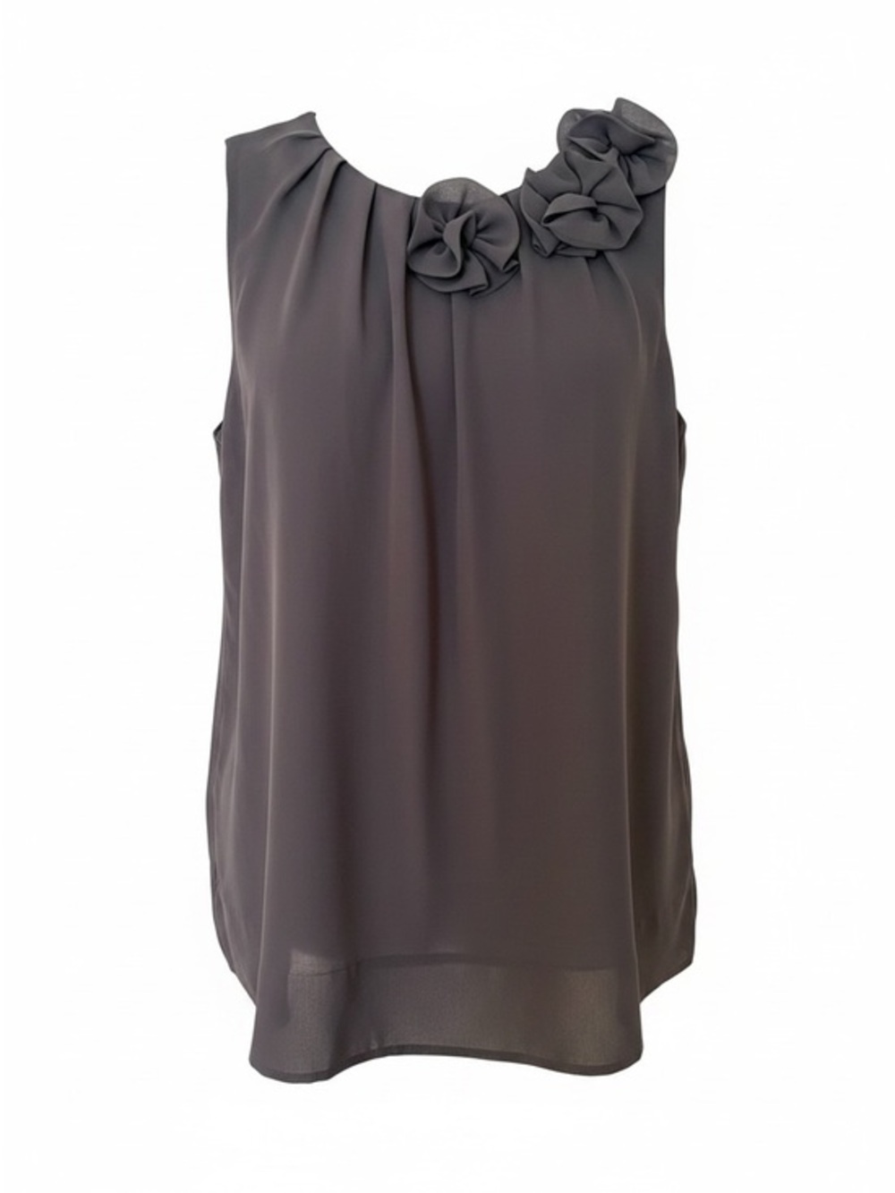 Fred David Gray Sleeveless Camisole with Rosette Accents